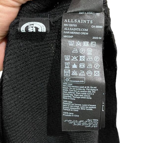 ALLSAINTS Ivar Merino Crew Neck Ramskull Sweater / Size-Medium - Picture 9 of 15